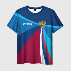 Герб и триколор России с геометрией – Мужская футболка 3D с принтом купить со скидкой в -26%