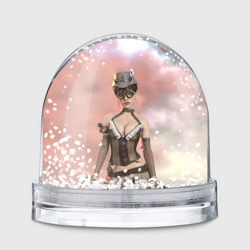 Игрушка Снежный шар Симпатичная панк-леди в корсете на облаках