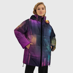 Женская зимняя куртка Oversize Цветные пиксели retro - фото 2