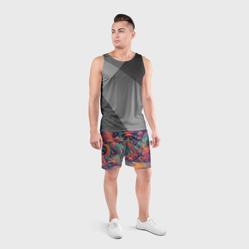Мужские шорты спортивные Психоделический лес, цвет 3D печать - фото 4