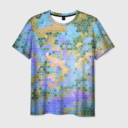 Мужская футболка 3D Разноцветный витраж