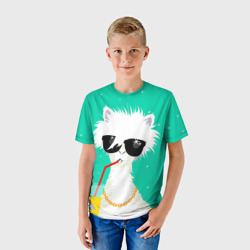 Детская футболка 3D Лама - альпака на чиле - фото 2