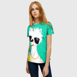 Женская футболка 3D Лама - альпака на чиле - фото 2