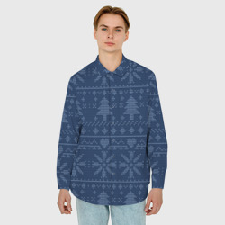 Мужская рубашка oversize 3D Зимние узоры в скандинавском стиле  - фото 2