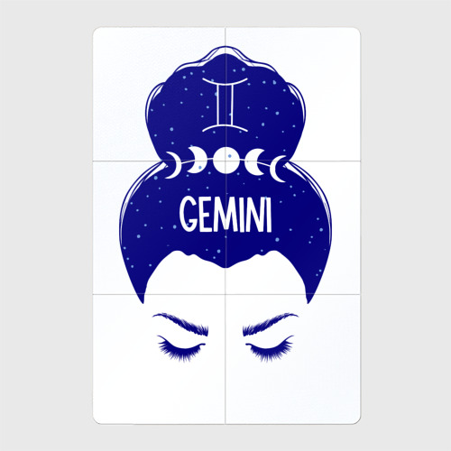 Магнитный плакат 2Х3 Близнецы знак зодиака девушка с пучком gemini