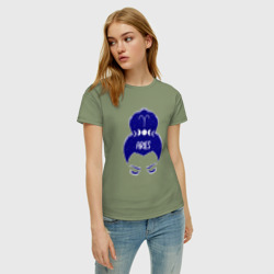 Женская футболка хлопок Овен знак зодиака девушка с луной  - фото 2