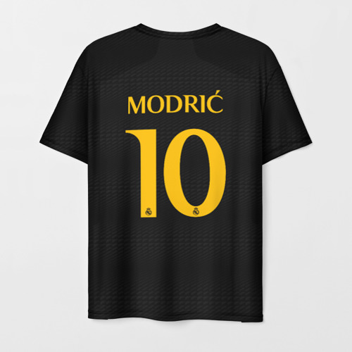 Мужская футболка с принтом Лука Модрич Реал Мадрид форма 23-24 третья, вид сзади №1