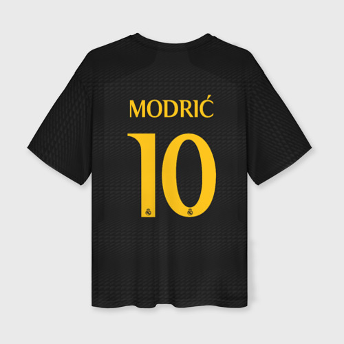 Женская футболка oversize 3D Лука Модрич Реал Мадрид форма 23-24 третья, цвет 3D печать - фото 2