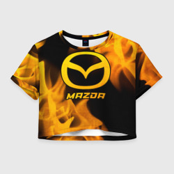 Женская футболка Crop-top 3D Mazda - gold gradient