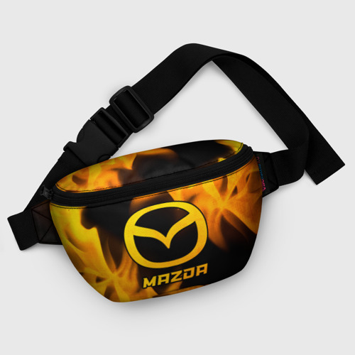Поясная сумка 3D с принтом Mazda - gold gradient, фото #5