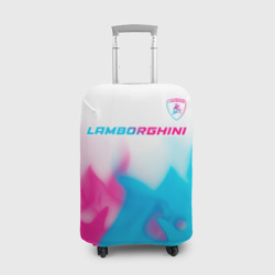 Чехол для чемодана 3D Lamborghini neon gradient style посередине