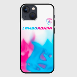 Чехол для iPhone 13 mini Lamborghini neon gradient style посередине