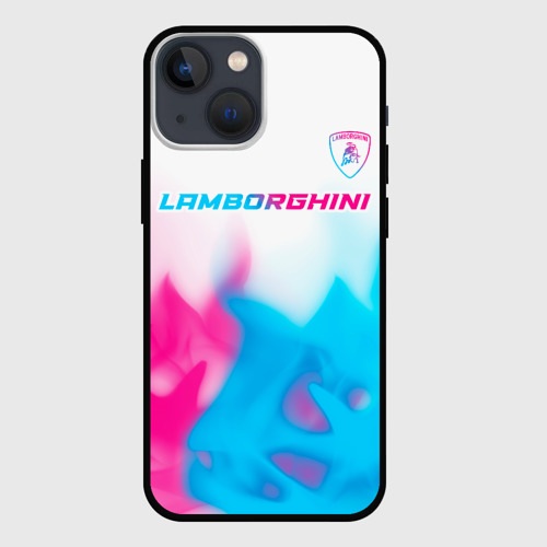 Чехол для iPhone 13 mini Lamborghini neon gradient style посередине