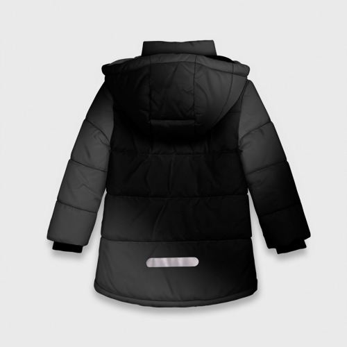 Зимняя куртка для девочек 3D с принтом Rust glitch на темном фоне вертикально, вид сзади #1