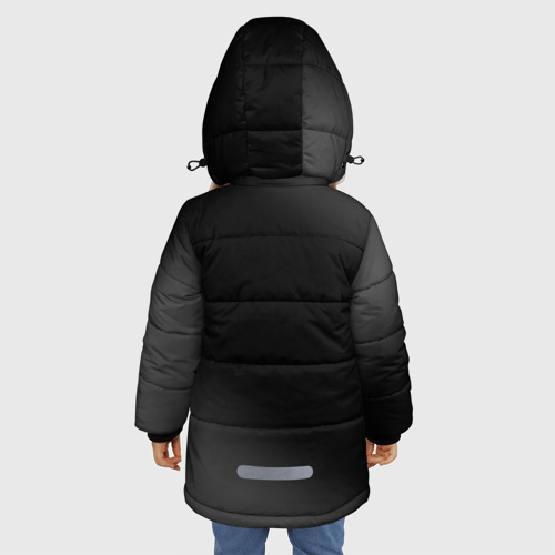 Зимняя куртка для девочек 3D с принтом Rust glitch на темном фоне вертикально, вид сзади #2