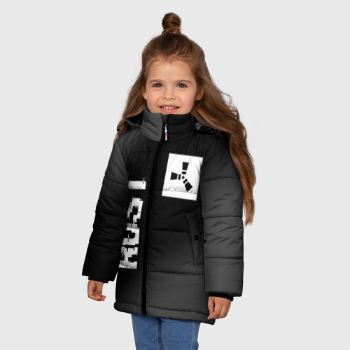 Зимняя куртка для девочек 3D с принтом Rust glitch на темном фоне вертикально, фото на моделе #1