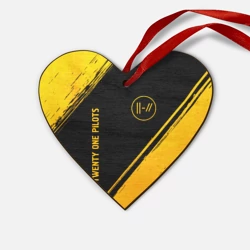 Деревянная игрушка Сердце Twenty One Pilots - gold gradient вертикально