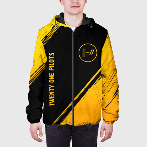 Мужская куртка 3D Twenty One Pilots - gold gradient вертикально, цвет 3D печать - фото 4
