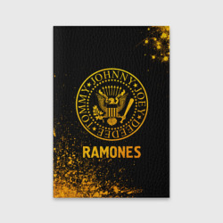 Обложка для паспорта матовая кожа Ramones - gold gradient