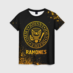 Женская футболка 3D Ramones - gold gradient