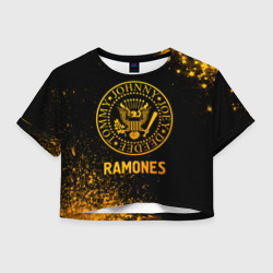 Женская футболка Crop-top 3D Ramones - gold gradient