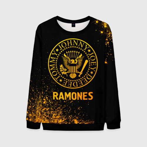 Мужской свитшот 3D Ramones - gold gradient, цвет черный