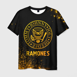 Мужская футболка 3D Ramones - gold gradient