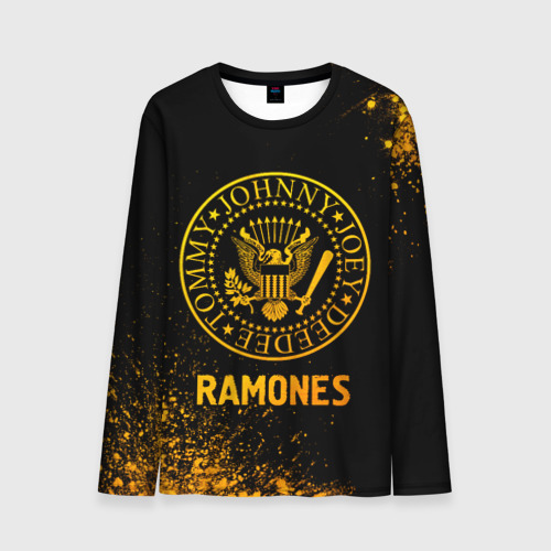Мужской лонгслив с принтом Ramones - gold gradient, вид спереди №1