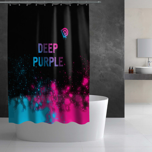 Штора 3D для ванной Deep Purple - neon gradient посередине - фото 2