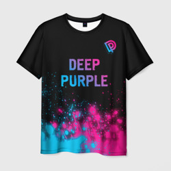 Мужская футболка 3D Deep Purple - neon gradient посередине