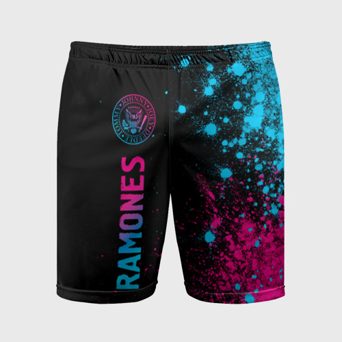 Мужские шорты спортивные Ramones - neon gradient по-вертикали, цвет 3D печать