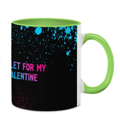 Кружка с полной запечаткой Bullet For My Valentine - neon gradient по-горизонтали, цвет белый + светло-зеленый