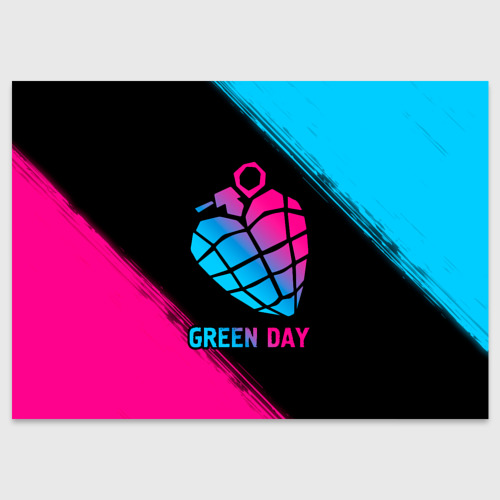 Поздравительная открытка Green Day - neon gradient, цвет белый