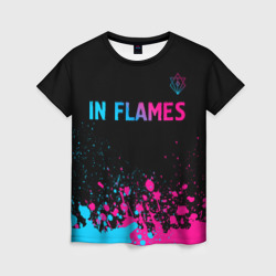 Женская футболка 3D In Flames - neon gradient посередине