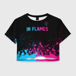 Женская футболка Crop-top 3D In Flames - neon gradient посередине
