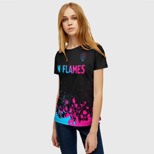 Женская футболка 3D In Flames - neon gradient посередине, цвет 3D печать - фото 3