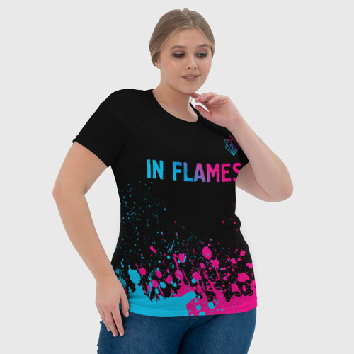 Женская футболка 3D In Flames - neon gradient посередине, цвет 3D печать - фото 6