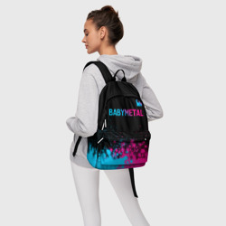 Рюкзак с принтом Babymetal - neon gradient посередине для любого человека, вид спереди №4. Цвет основы: белый