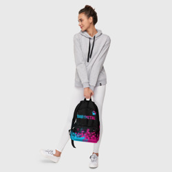 Рюкзак с принтом Babymetal - neon gradient посередине для любого человека, вид спереди №6. Цвет основы: белый