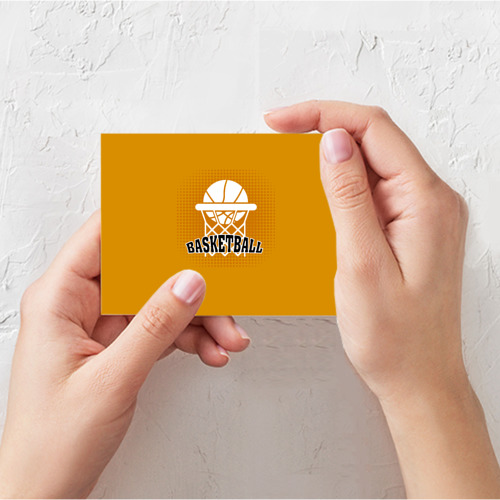 Поздравительная открытка Basketball - кольцо и мяч, цвет белый - фото 3