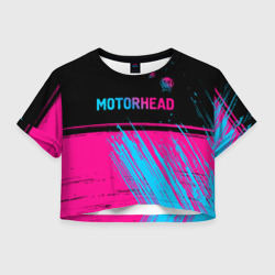 Женская футболка Crop-top 3D Motorhead - neon gradient посередине