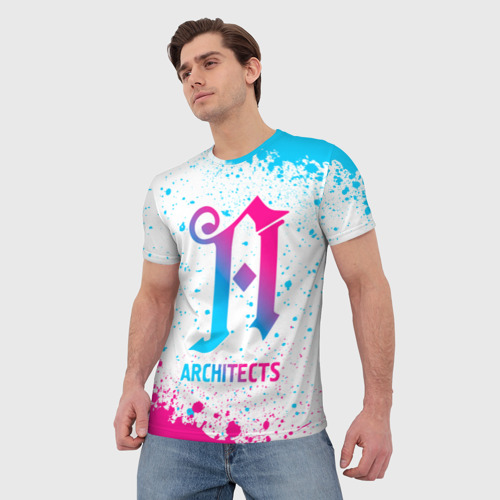 Мужская футболка 3D Architects neon gradient style, цвет 3D печать - фото 3