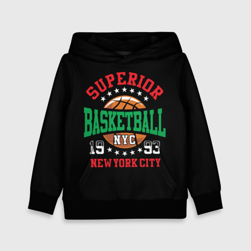 Детская толстовка 3D Superior basketball, цвет черный