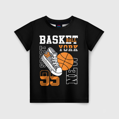 Детская футболка 3D с принтом Basketball New York, вид спереди #2