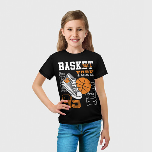 Детская футболка 3D с принтом Basketball New York, вид сбоку #3