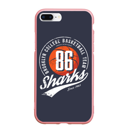 Чехол для iPhone 7Plus/8 Plus матовый Basketball sharks, цвет баблгам