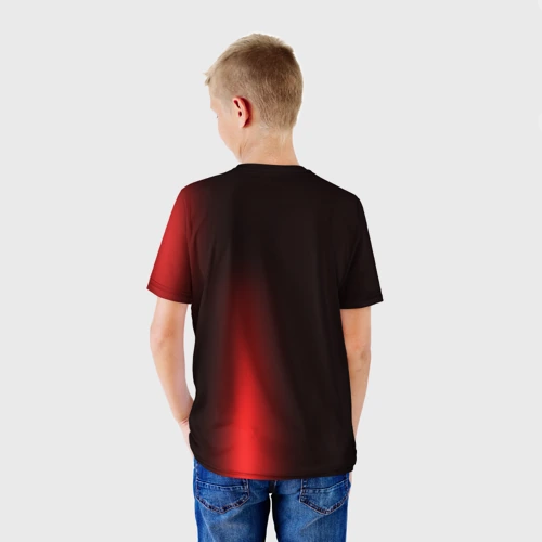 Детская футболка 3D с принтом Корги в очках и огнях софитов от нейросети, вид сзади #2