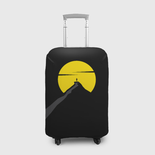 Чехол для чемодана с принтом Путник на закате - минимализм, вид спереди №1