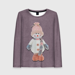Снеговик девочка на вязанном фоне – Лонгслив с принтом купить со скидкой в -20%