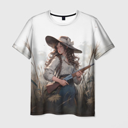 Мужская футболка 3D Девушка на охоте